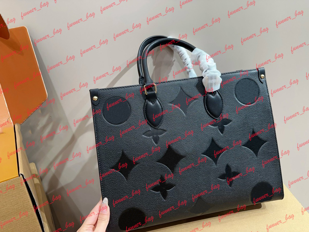 Designer Bag On the go Embossed black Flower Large Capacity GM MM Leather Tote Bag Fashion Women Shoulder Bags luxury Handbag Lady Crossbody woman Purse