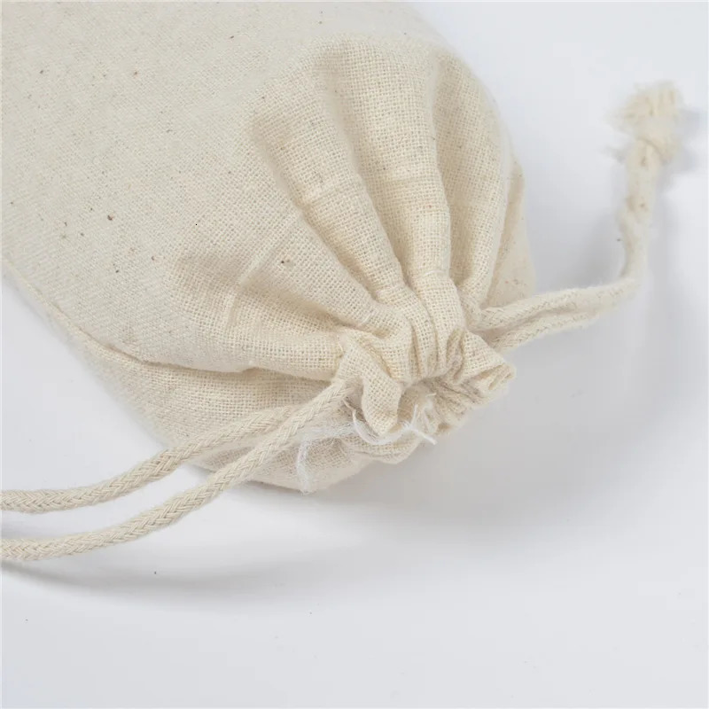 50 Pcs/Lot Cotton Drawstring Storage Bags Christms Wedding Gift DIY Plain Pouch Reusable Home Organize Dustbag 8x10 10x12 10x15 250317