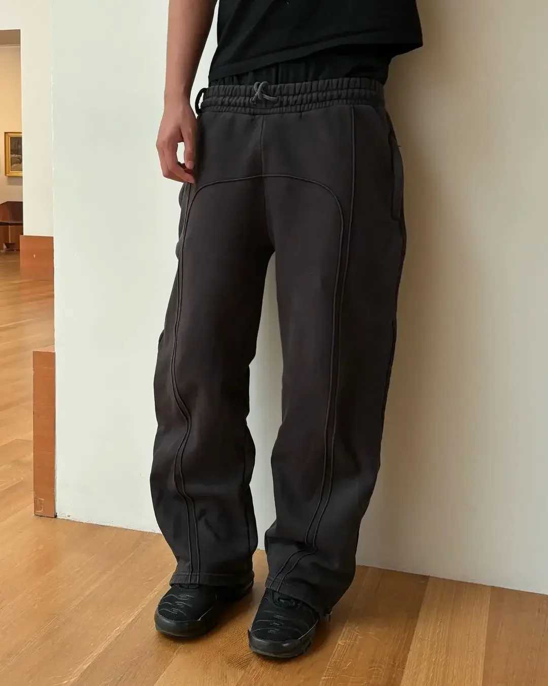 American Harajuku retro patchwork oversized sports pants for mens personalized streetwear 2024 street trend straight casual pants W250318