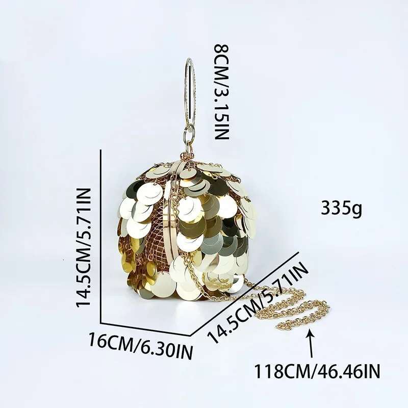 Meet You Metal Acrylic Round Ball Evening Bags Women Fashion Bg Sequins Design Female High Quality Clutch Dinner Purse