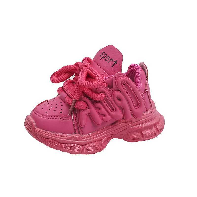Girls sports shoes 2024 spring/summer childrens casual sports shoes hot pink childrens soft breathable running shoes W250318