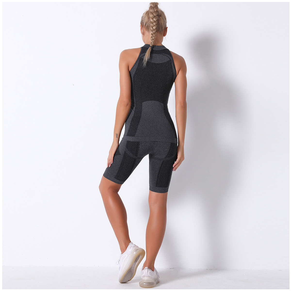 tracksuit Internet celebrity seamless knitted moisture wicking vest shorts set yoga sports running fitness pants leggings
