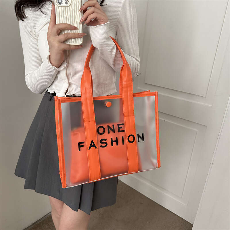 PVC large women's summer fashion tote 2023 new trendy color beach waterproof baozi mother bag