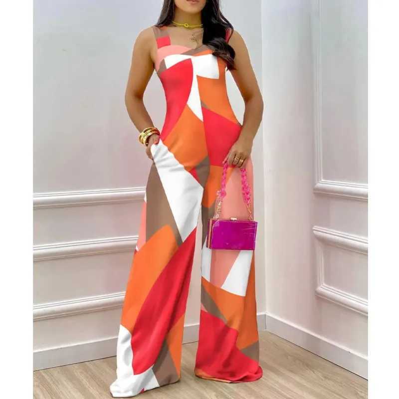 New trend printing fashion jumpsuit summer hanging casual wide leg jumpsuit mono mujer vera no X250318