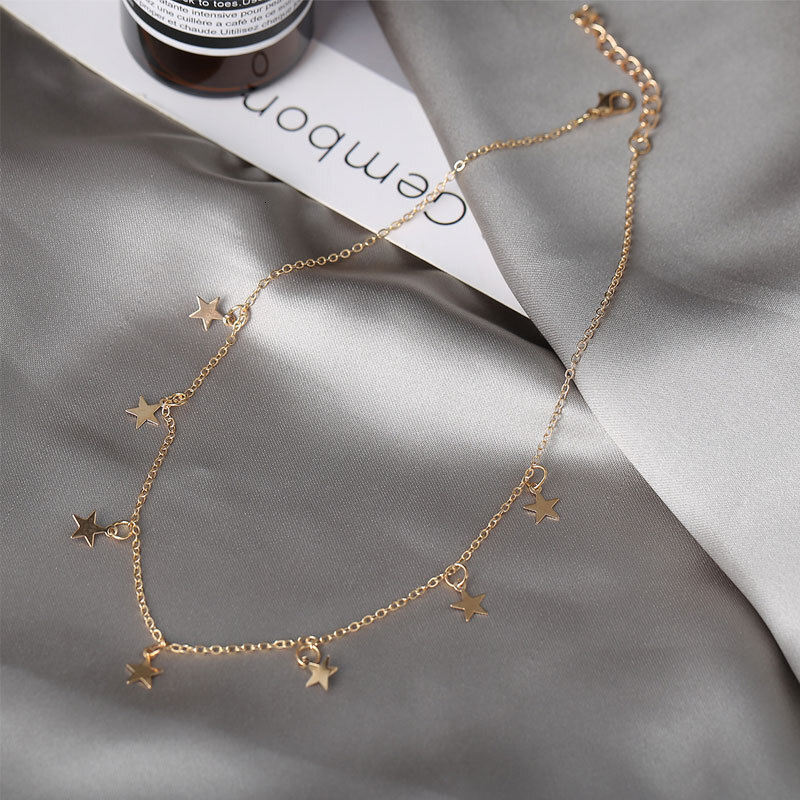 Five-pointed Star Pendant Necklace Women Fashion Simple Star Choker Collarbone Chain Jewelry