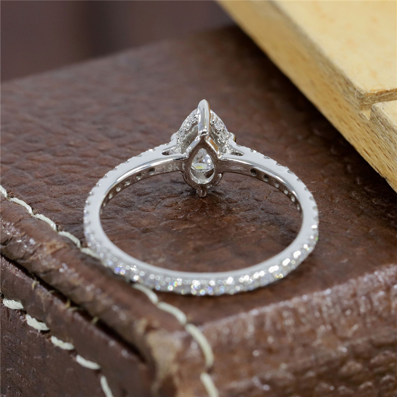 Jewelry IGI Certified 1.0 Carat Lab Grown Diamond Pear Cut Full Band Engagement Ring 14K White Gold Wedding Womens Gold Ring