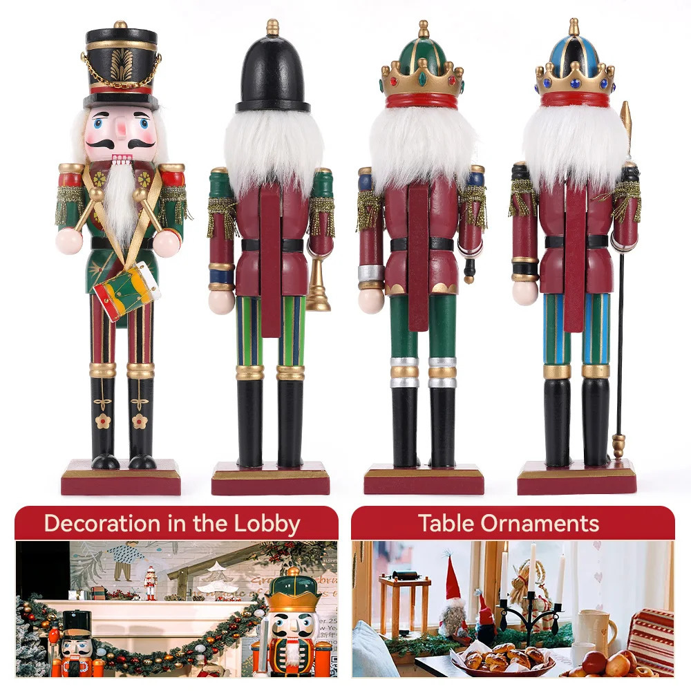 30CM Wooden Nutcracker Christmas Decorations Soldier Figures Handmade Dolls Toys Home Office Table Decorations Gifts Friends 250314 - view 5