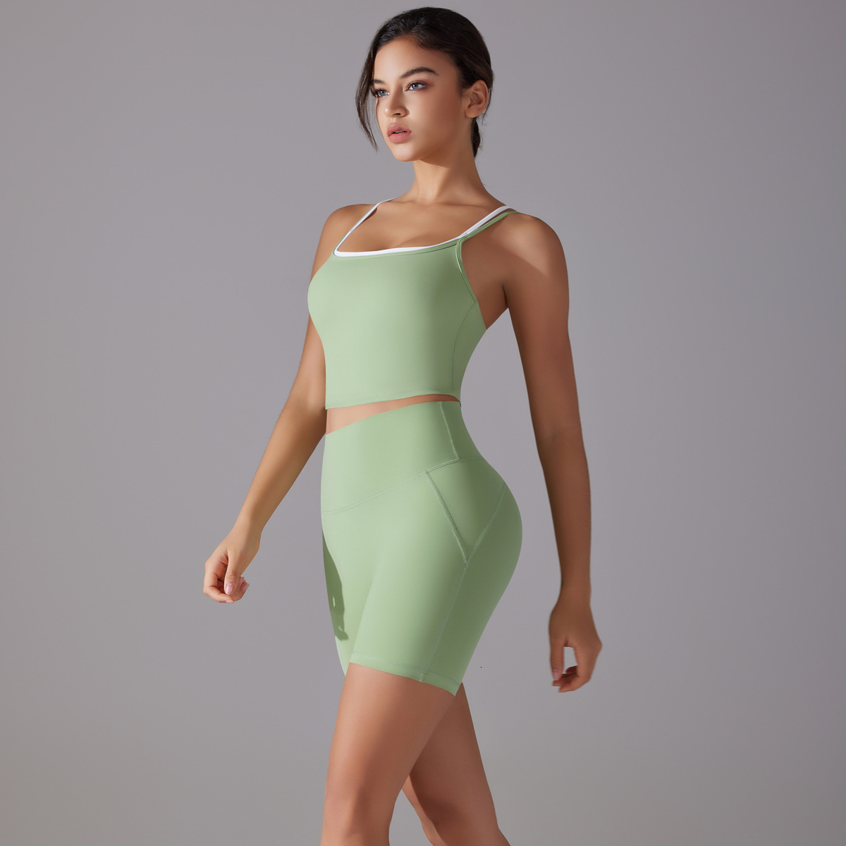 New tracksuit antibacterial non wearing underwear set, beautiful back cross color sports underwear, fitness shorts, yoga clothes for women leggings