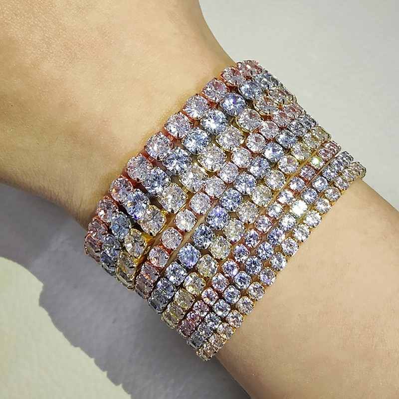 Cubic Zirconia Tennis Bracelet Wristband Designer Ice Out 18k Gold Plated Crystal Diamond Bracelets Woman Gift Fashion Jewelry