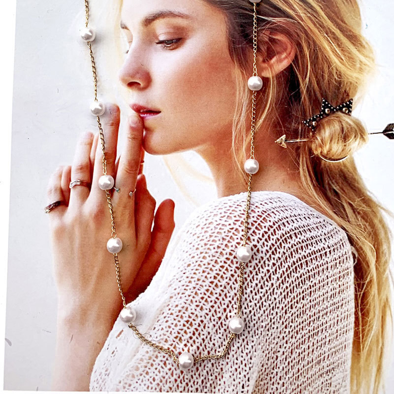 Ins Hot Pearl Chain Necklace Women Light Luxury Everything Temperament Collarbone Chain Choker Accessories