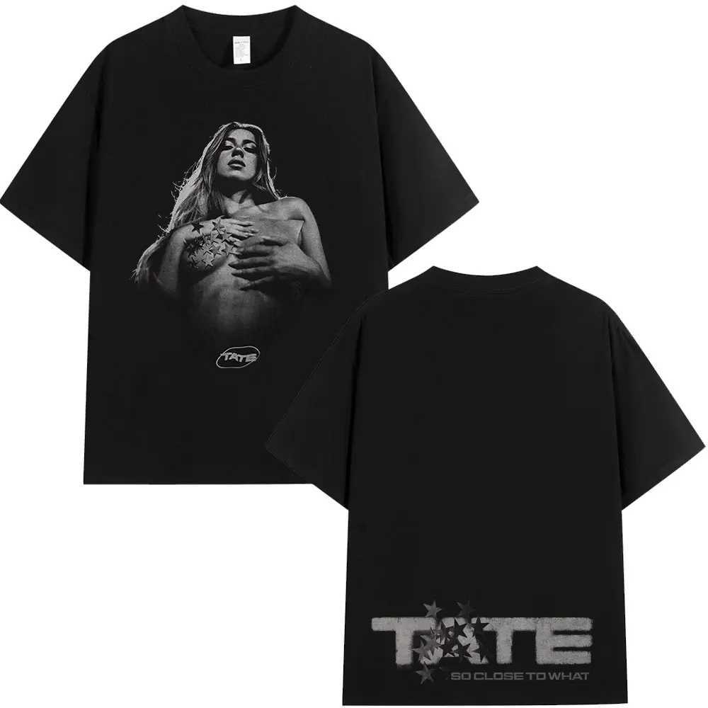 Tate McRae so close to 2025 album Merch T-shirt mens Harajuku short sleeved T-shirt cotton casual T-shirt streetwearXJ250318
