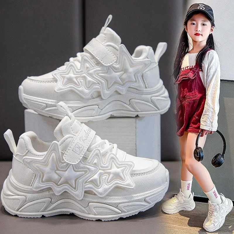 Children Casual Shoes for Girls Fashion Classic with Stars Girls Sports Running Sneakers Breathable PU + Rubber Anti-skid Soft W250318