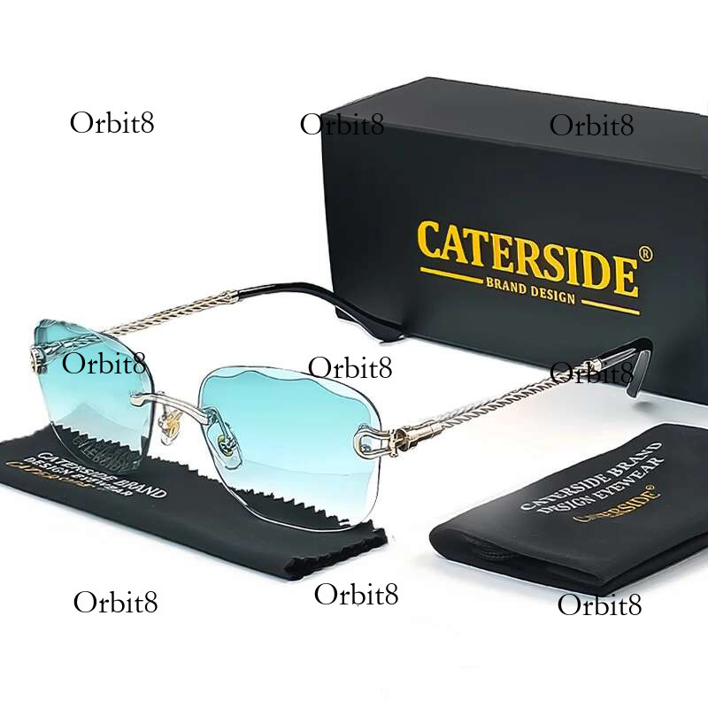 CATERSIDE Retro Fashion Sunglasses Women Men Brand Designer Rimless Gradient Sun Glasses Shades Cutting Lens Ladies Eyeglasses