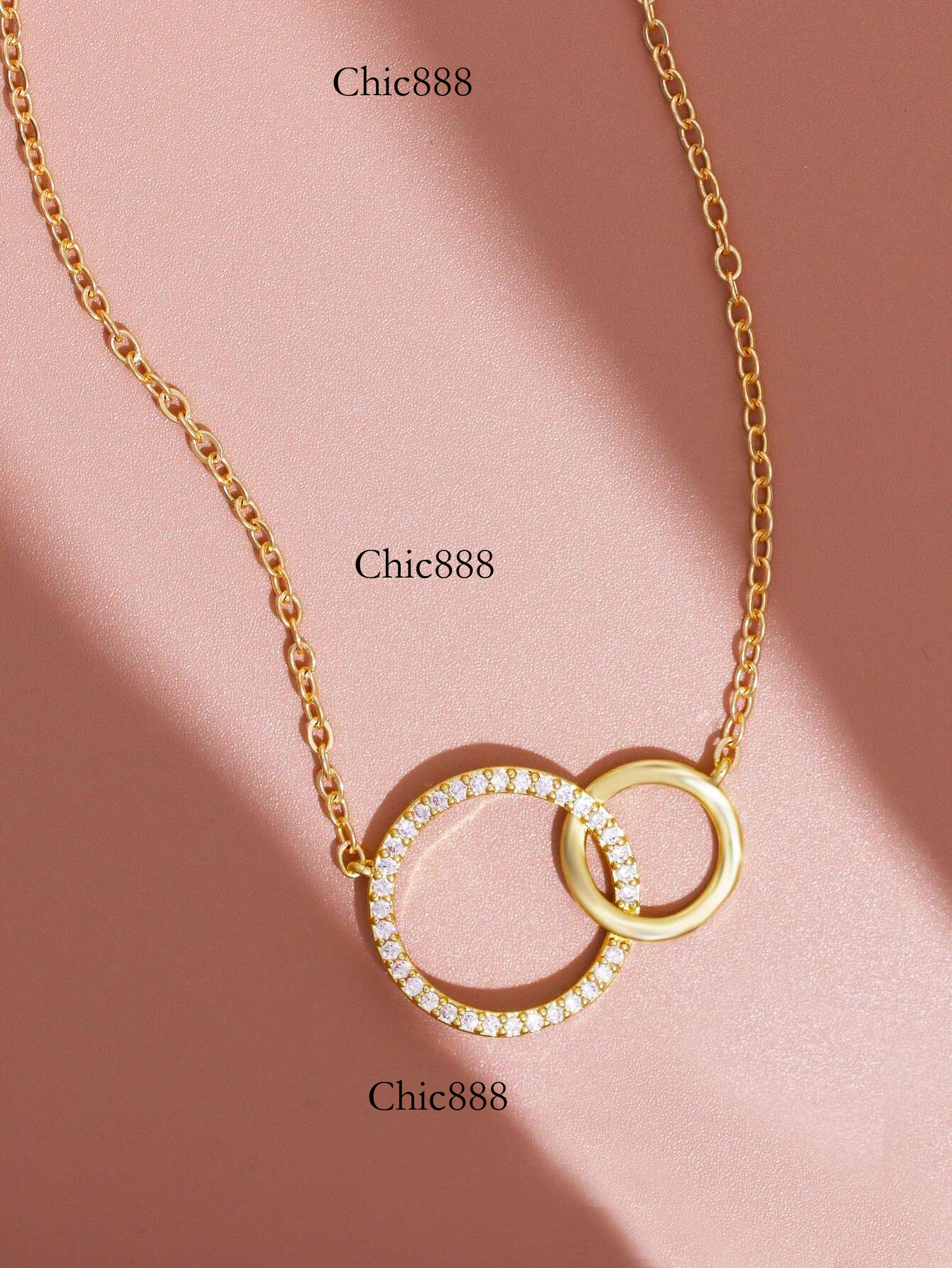 Stainless Steel Necklaces for Women Fashion Thin Chain Minimalist Dainty Double Circle Pendant Necklace on The Neck Jewelry