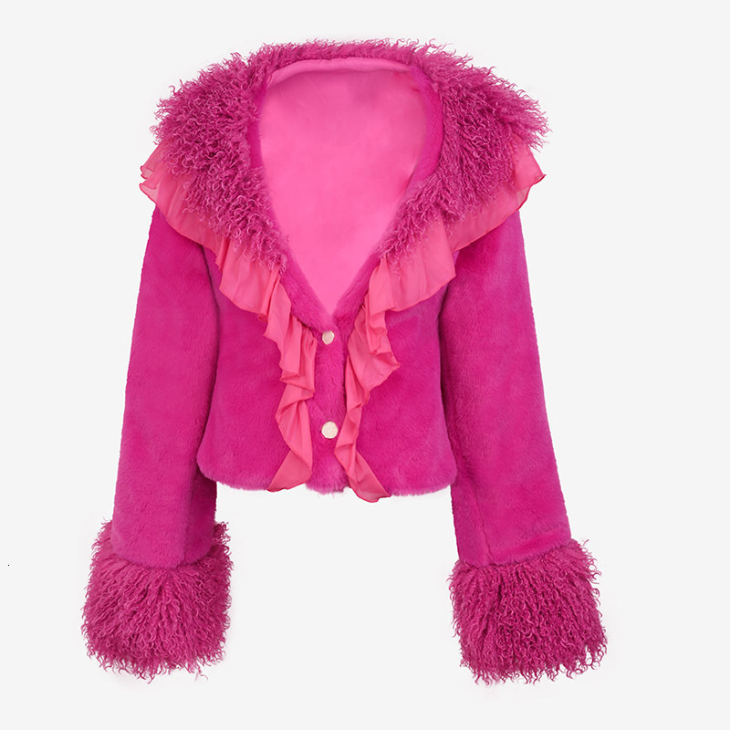 Women's short coat, rabbit autumn and winter clothing, new imitation wool roll fur collar, small fragrant style women's clothing