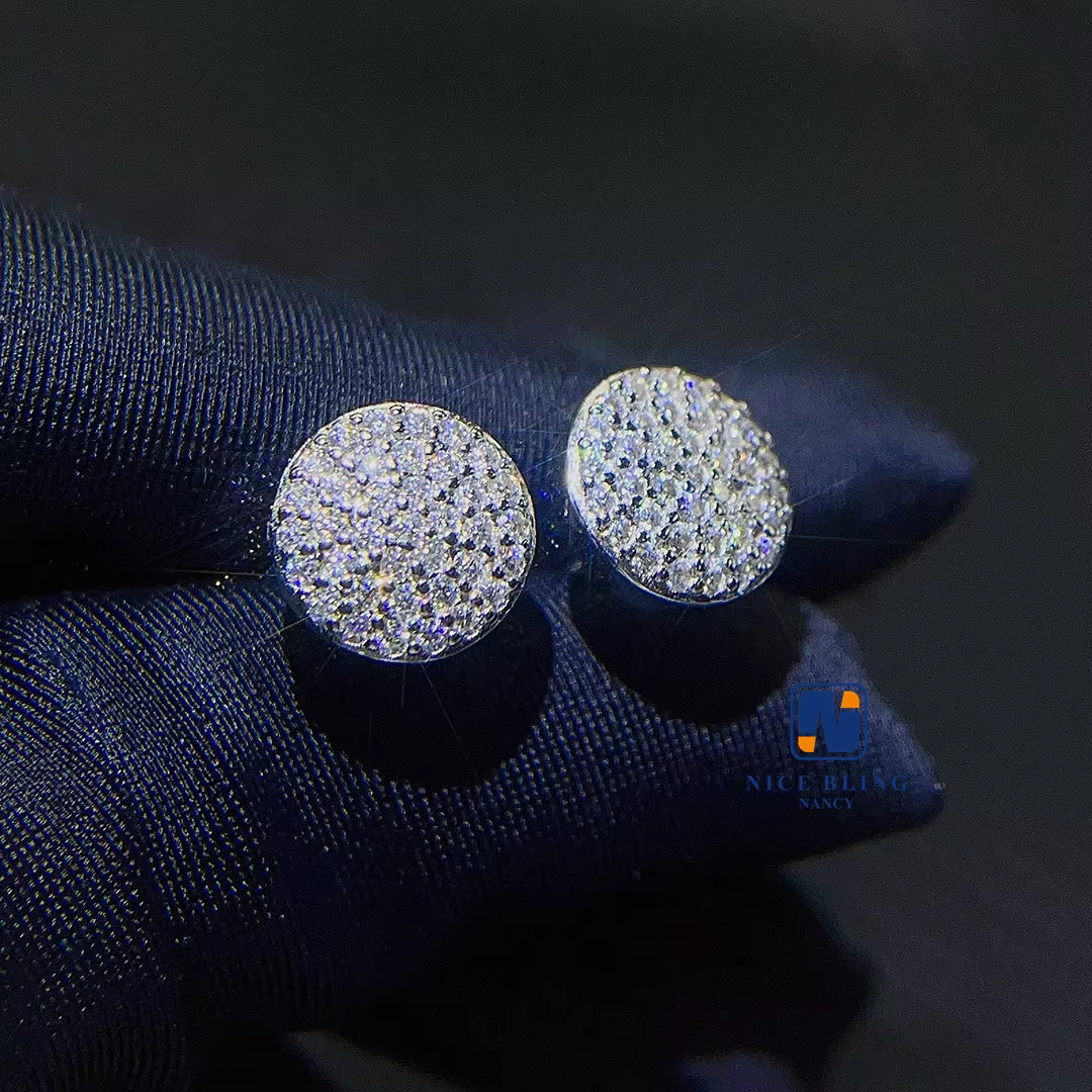 Fine Jewelry Screw Back Earring Luxury Gold Plated 925 Sterling Silver Iced Out Moissanite Diamond Stud Earrings