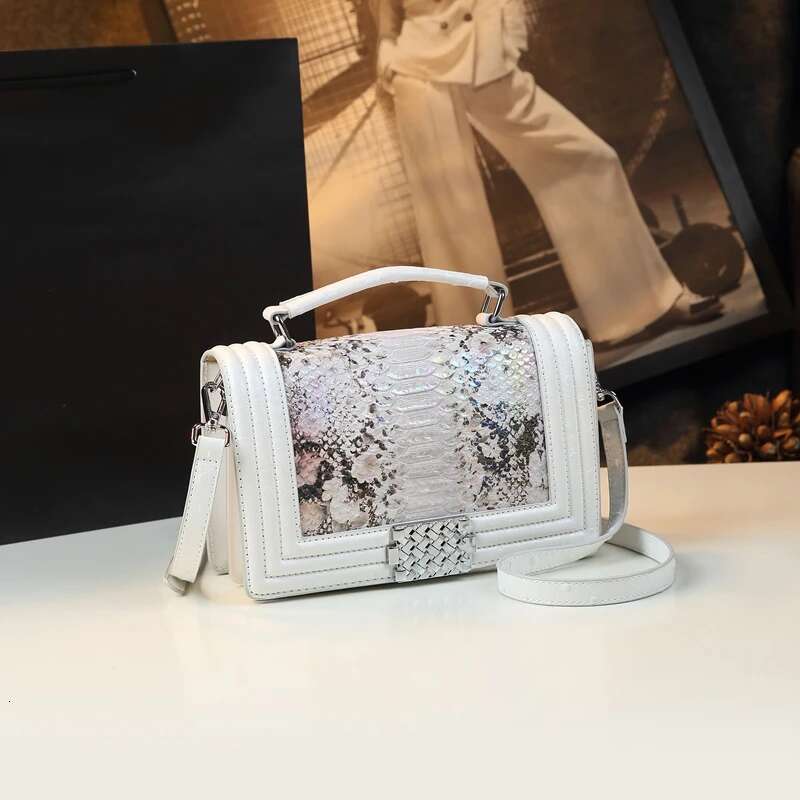 2025 New Fashion Women's Handbags Genuine Leather Small Shoulder Crossbody Bag Senior Sense Snake Print Bags