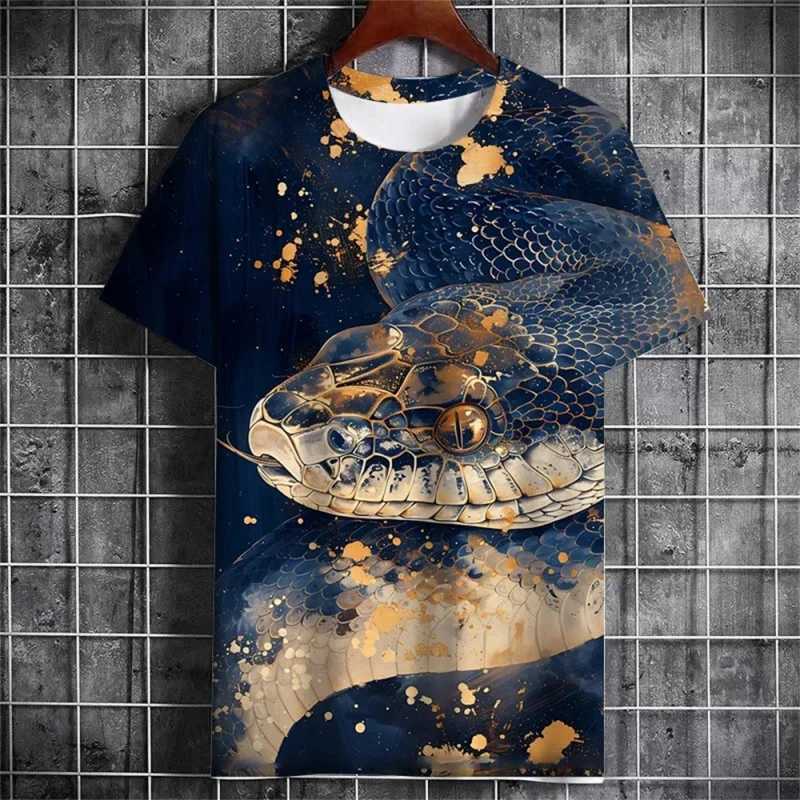 3D printed luxury snake mens T-shirt interesting graphic T-shirt casual loose short sleeved top round neck streetwear T-shirtXJ250318