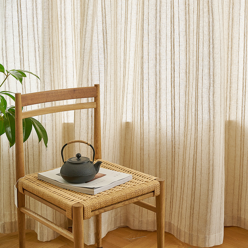D319 Tea Room Inspired Cotton and Linen Gauzy Window Treatment - Breathable & Stylish Home Decor Curtain