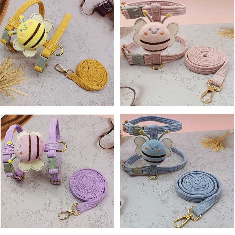 Pet Strap Set Cute Bee Dog Cat Strap Soft Adjustable Outdoor Walk Prevent Loss Dog Cat Strap Pet SuppliesT250318