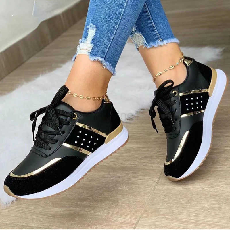 New Wen Sneakers Platform Shoes Leather Pahwork Casual Sport Shoes Ladies Outdoor Running Vcani Shoes Zapatillas Mujer Z250318