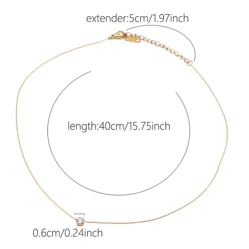 Stainless Steel Gold Plated Dainty Minimalist Zircon Charm Anti Tarnish Chain Round Clear Cz Stone Necklace for Women Jewelry W250318