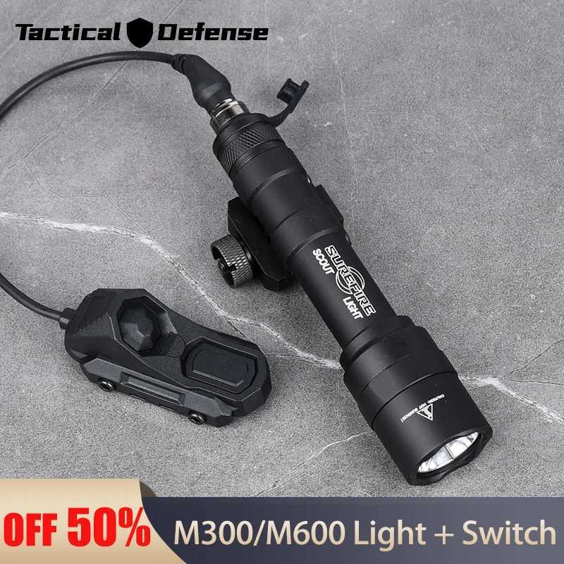 Tactical Surefir Flashlight SF M300 M600 Weapon Light AXON Switch Fit 20mm Picatinny MLOK KEYMOD Rail Airsoft Hunting Gun Lamp X2503181