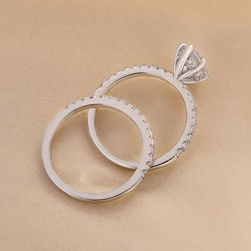 2025 Choucong Top Sell Wedding Rings Luxury Jewelry 925 Sterling Silver Marquise Cut 5A Cubic Zircon CZ Diamond Eternity Party Women Bridal Ring Set F