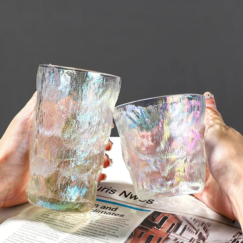 300ml/380ml Modern Colorful Glass Cup Juice Tea Cold Drink Cups Cocktail Glass Drinking Glasses Glacier Wine Glass Holiday Gifts 250317