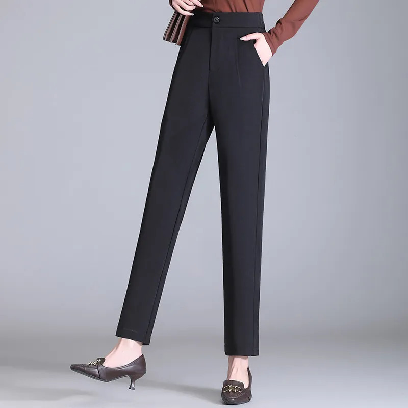 Blue high waisted narrow straight leg pants suitable for spring and autumn loose sets weight loss 250317