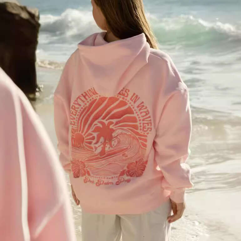 new European style women's shoulder sleeve thread ChasingSunsets brand hoodie hooded sweatshirt can be embroidered