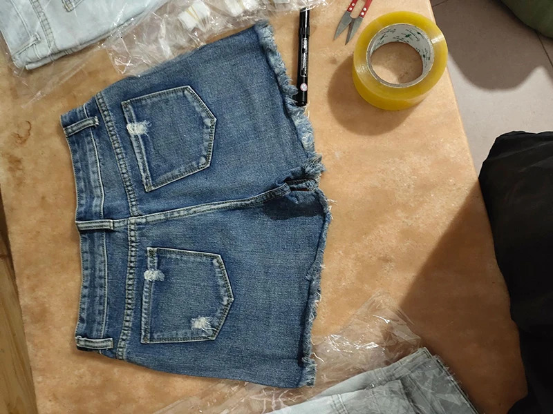 Fitshinling Button Up Tassel Jeans Shorts Women Clothing 2025 Casual Slim Blue Ripped Denim Shorts Female Vintage Short Pants 250318