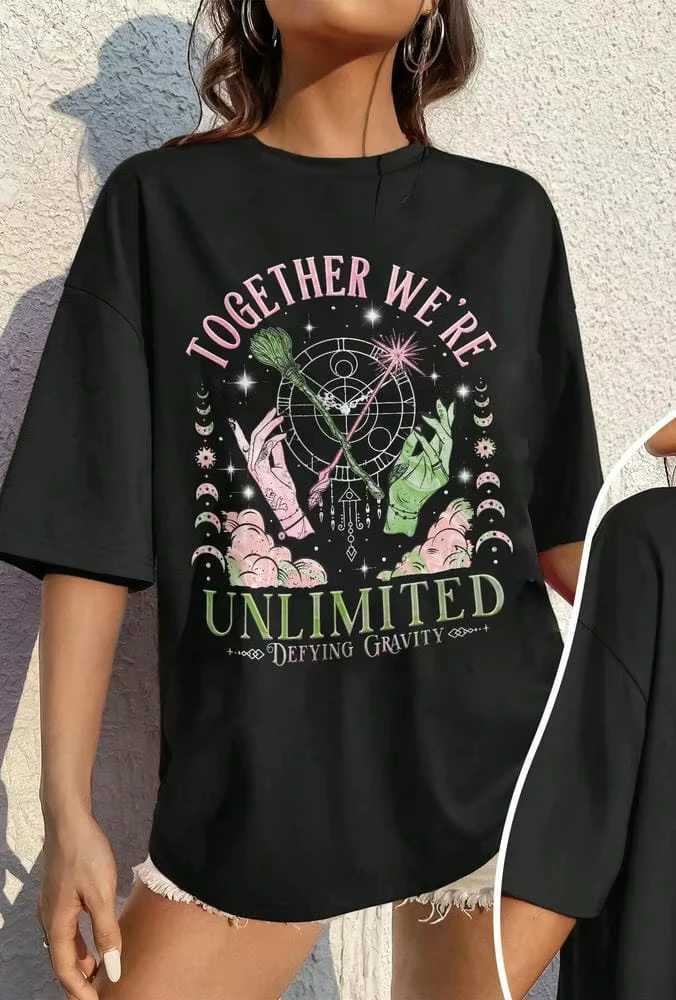 Wicked Together Were Unlimited Comfort Shirts Defy Gravity Broomstick Wand Tee Wizard Movie Fan Tee Y2K Top Street ClothingXJ250318