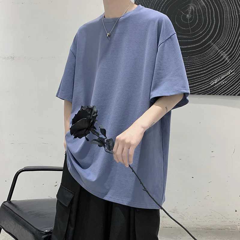 High quality 7.4oz 220gsm mens straight shoulder T-shirt large short sleeved summer cotton top solid color casual mens T-shirtT250318