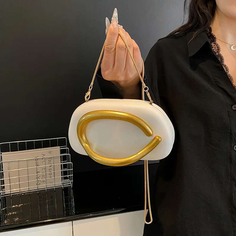Small Square Bags For Women 2025 New Leather Crossbody Ladies Metallic Chain High Quality Fashion Shoulder Bag Woman