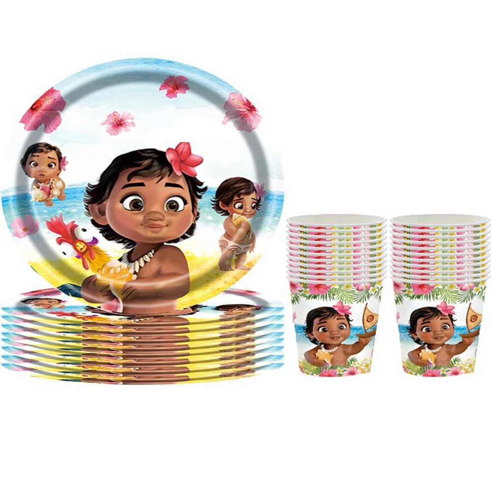 Moana Theme Party Set Oceania Plate Banner Cup Plate Kids Birthday Party Decoration baby Girls Favor Event X250318