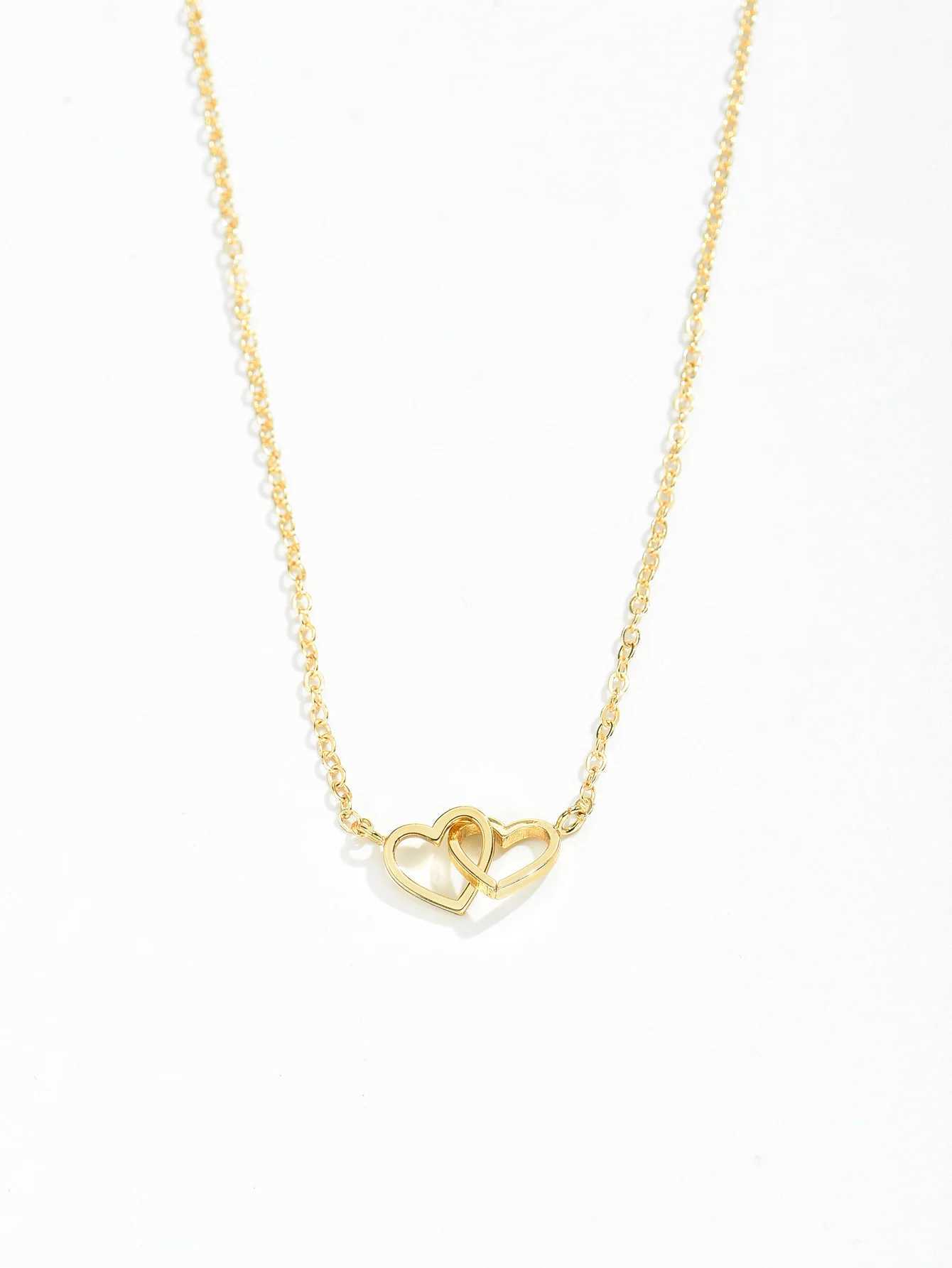 Tiny Cute Double Hollow Necklace Womens Fashion Love Necklace Valentines Day Jewelry W250318