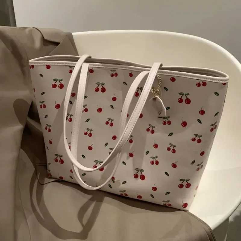 Sweet ry Print Totes for Wen 2024 New High-capacity PU Shoder Bag All Mah Off Lady Vintage PU Handbag Bolsos Z250318