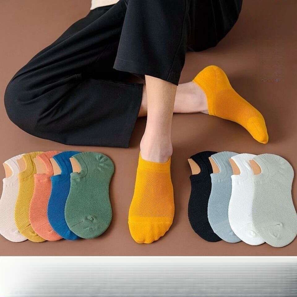 Designer Socks for Women Designer Socks Mens Short Breathable Mesh Boat Socks Spring Summer Thin Style Solid Color and Sport Resistant Cotton Socks