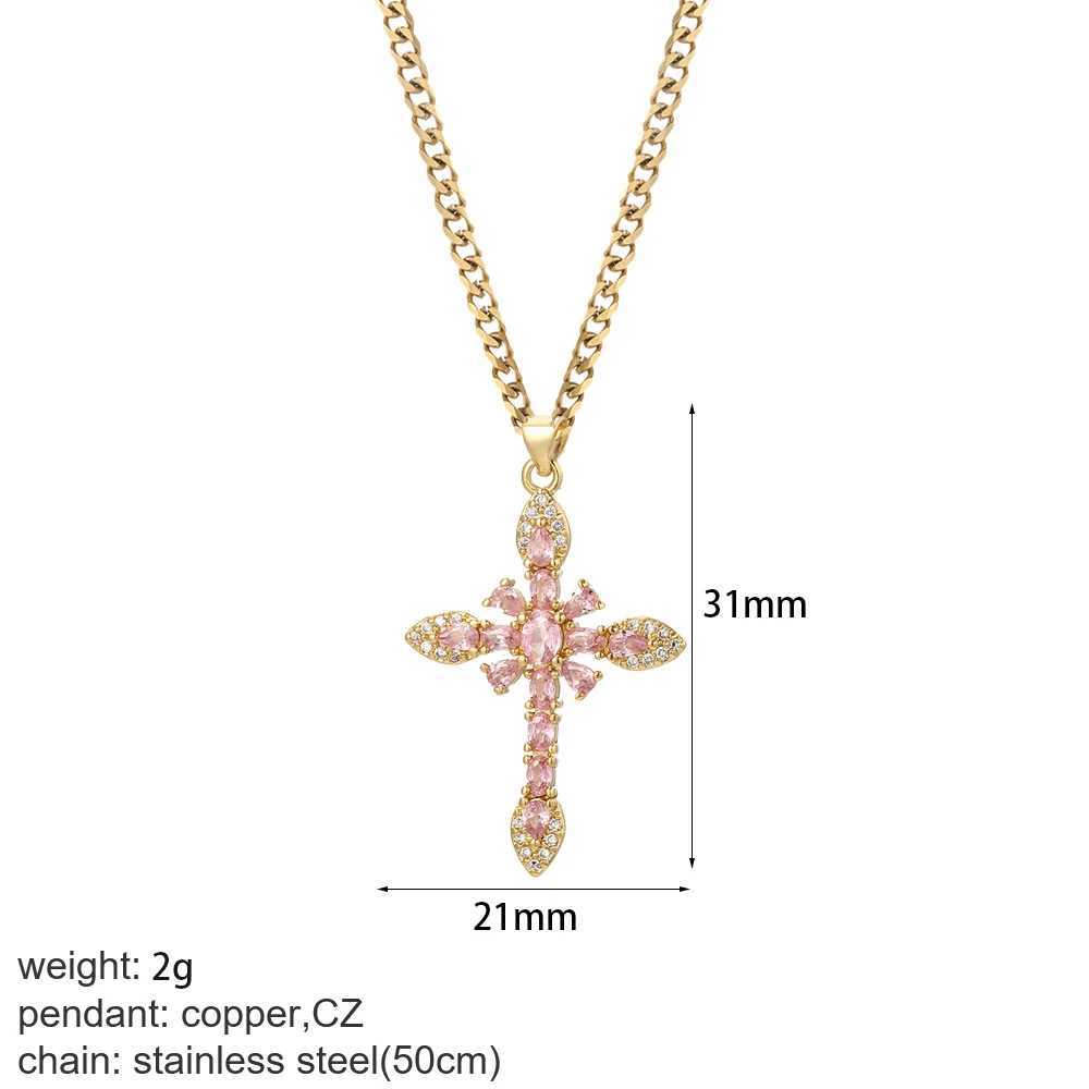Cross womens pendant necklace gold womens necklace Jesus necklace womens long stainless steel chain amulet necklace W250318