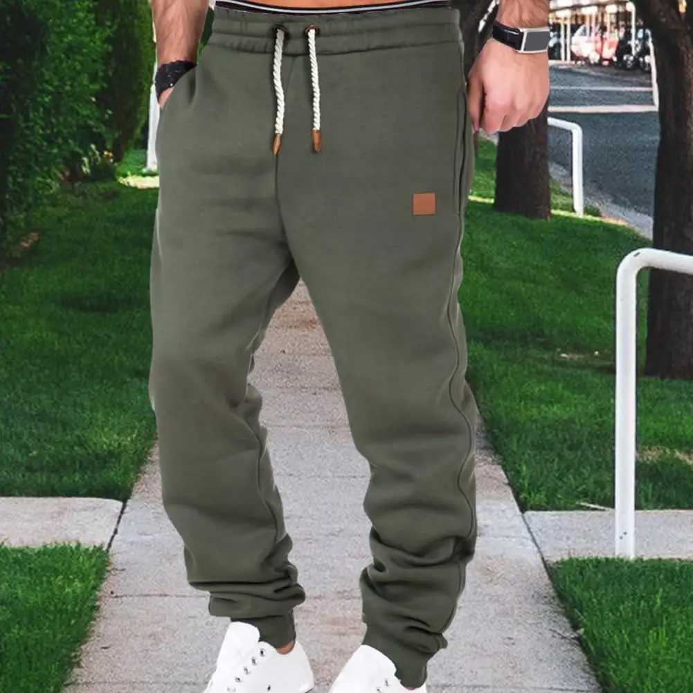 Mens sports leggings with elastic waist and pockets soft and breathable jogging leggings W250318