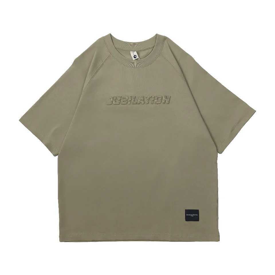 100% pure cotton short sleeved T-shirt mens summer 2025 new round neck T-shirt solid color loose casual half sleeved topT250318
