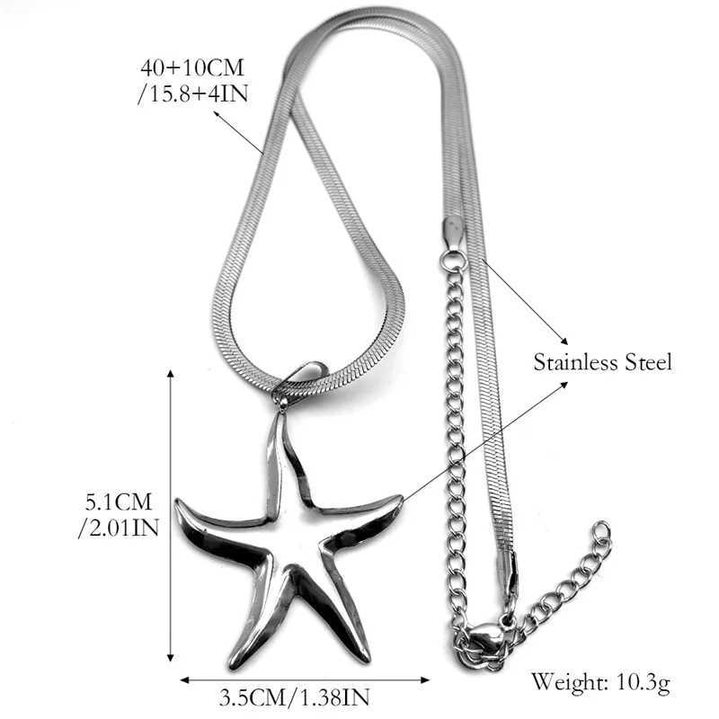 Fashionable starfish pendant necklace mens stainless steel silver creative womens hip-hop necklace W250318