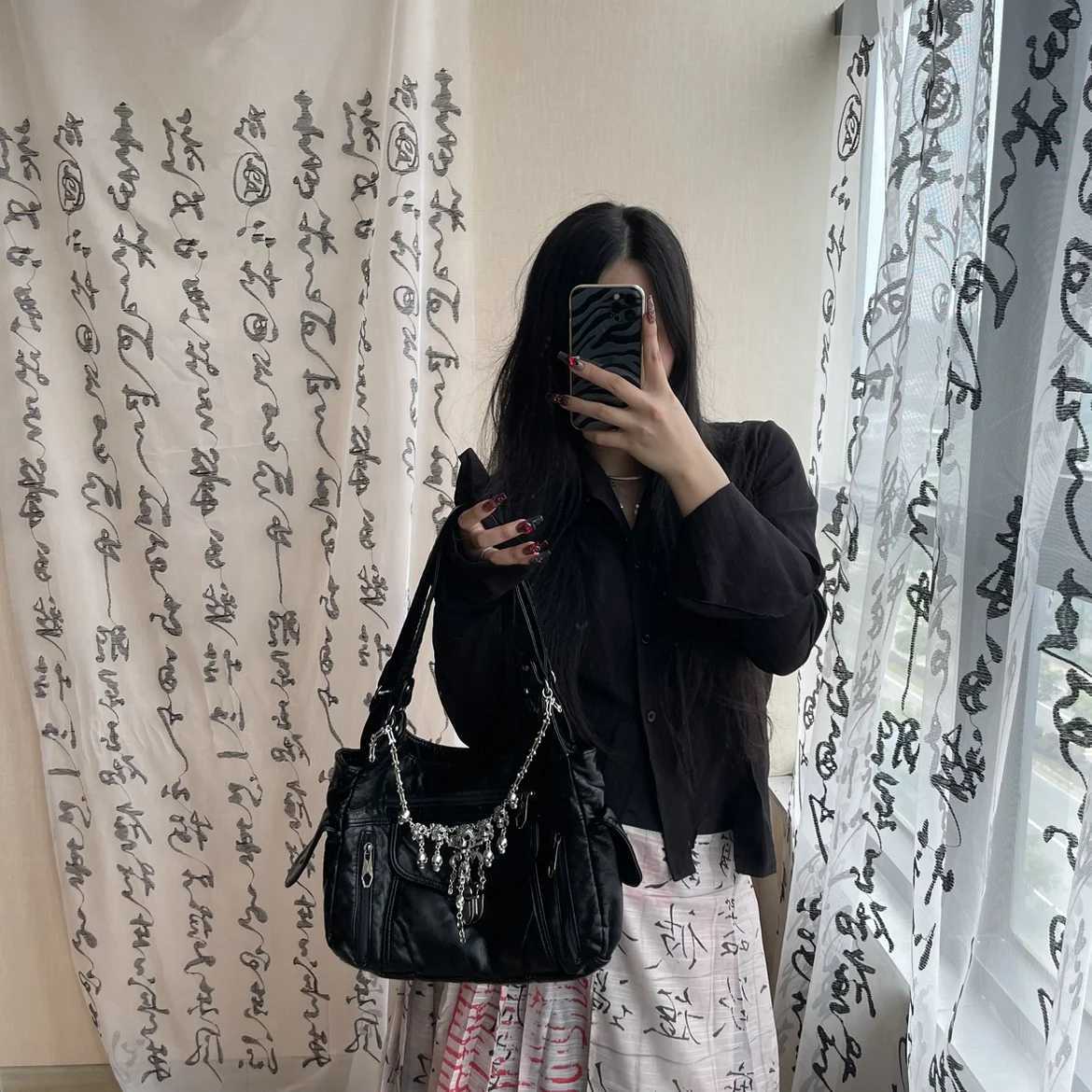 Y2K Gothic Lolita Punk Shoder Bags Harajuku Wen girl Large Capaci Versatile Handbags Underarm Bag Totes Fem Z250318
