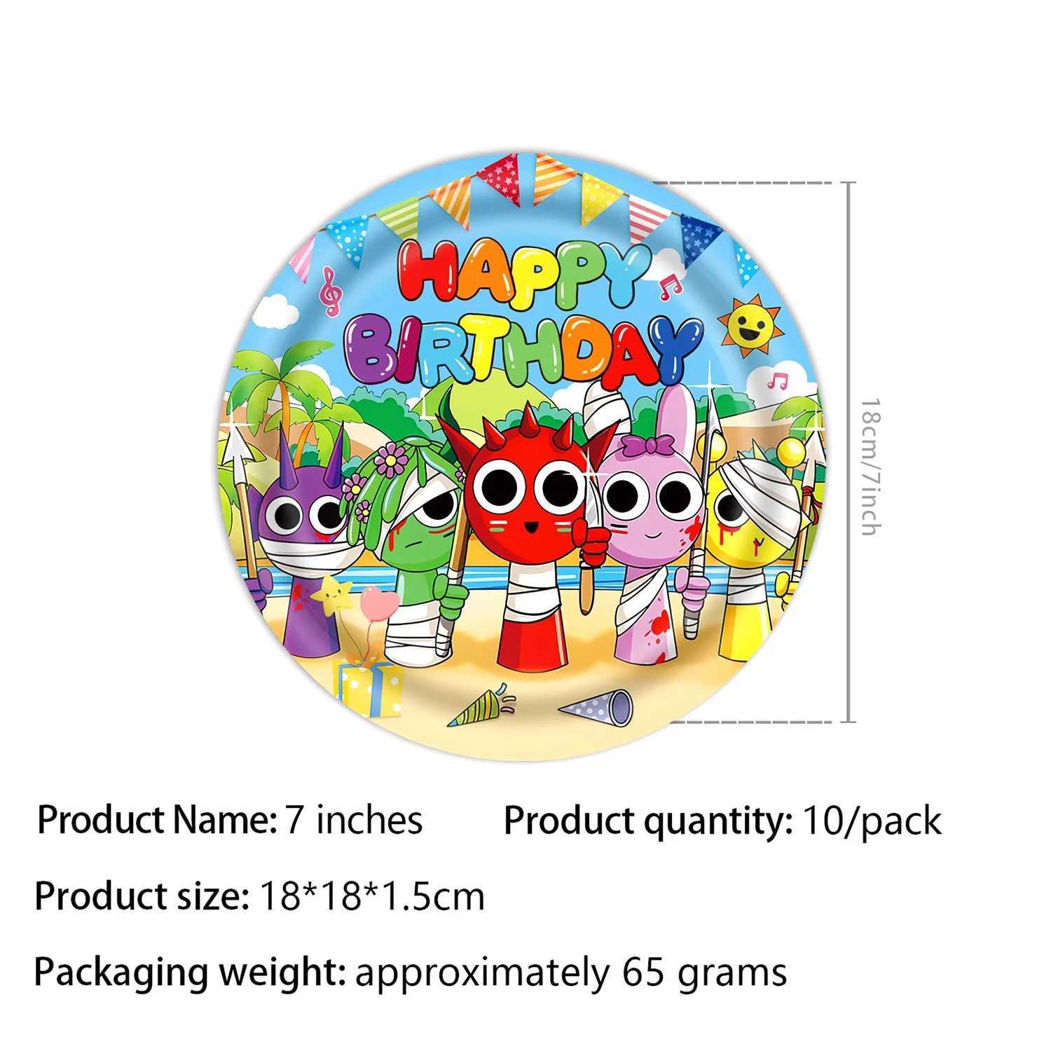 Incrediblebox Birthday Party Decoration Incrediblebox Sprunki Theme Disposable Party Plate Tablecloth Latex Balloon Baby Shower Supplies X250318