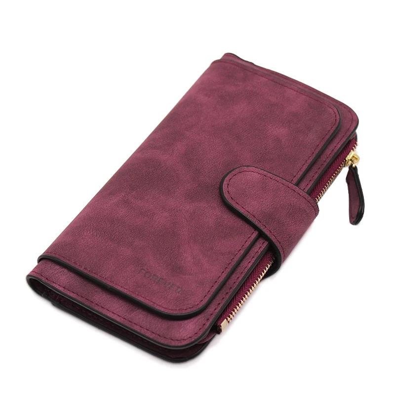 Leather Womens Wallet Zipper Long Wallet Womens Card Clip Coin Wallet Carteira Feminina 250317