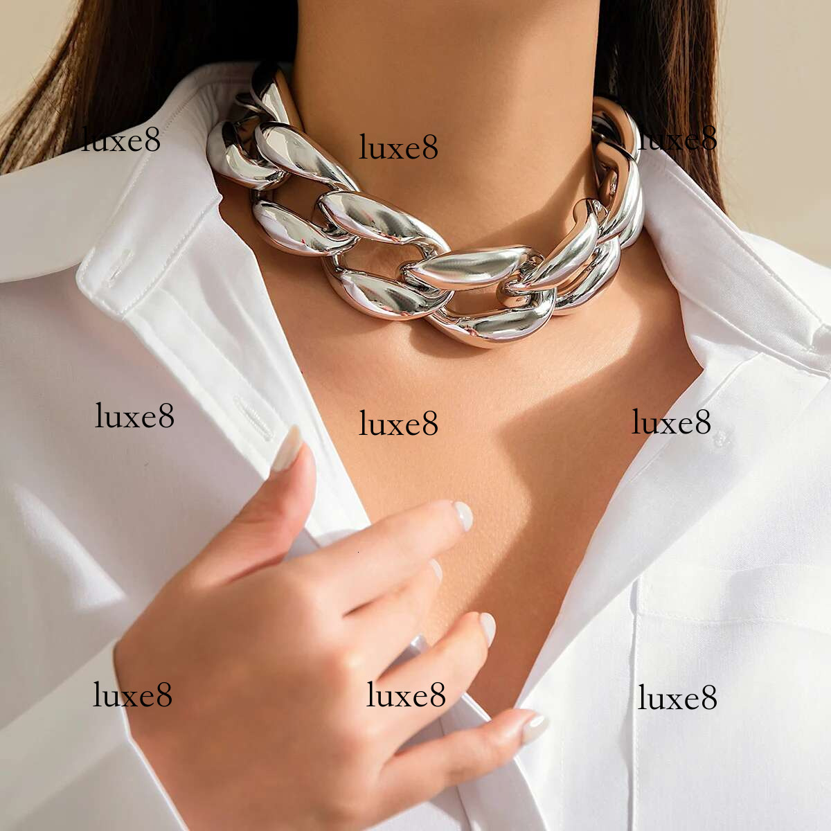 Exaggerated Big Thick Chain Short Choker Necklace for Women Trendy Statement Collar on the Neck Accessories 2024 Fashion Jewelry