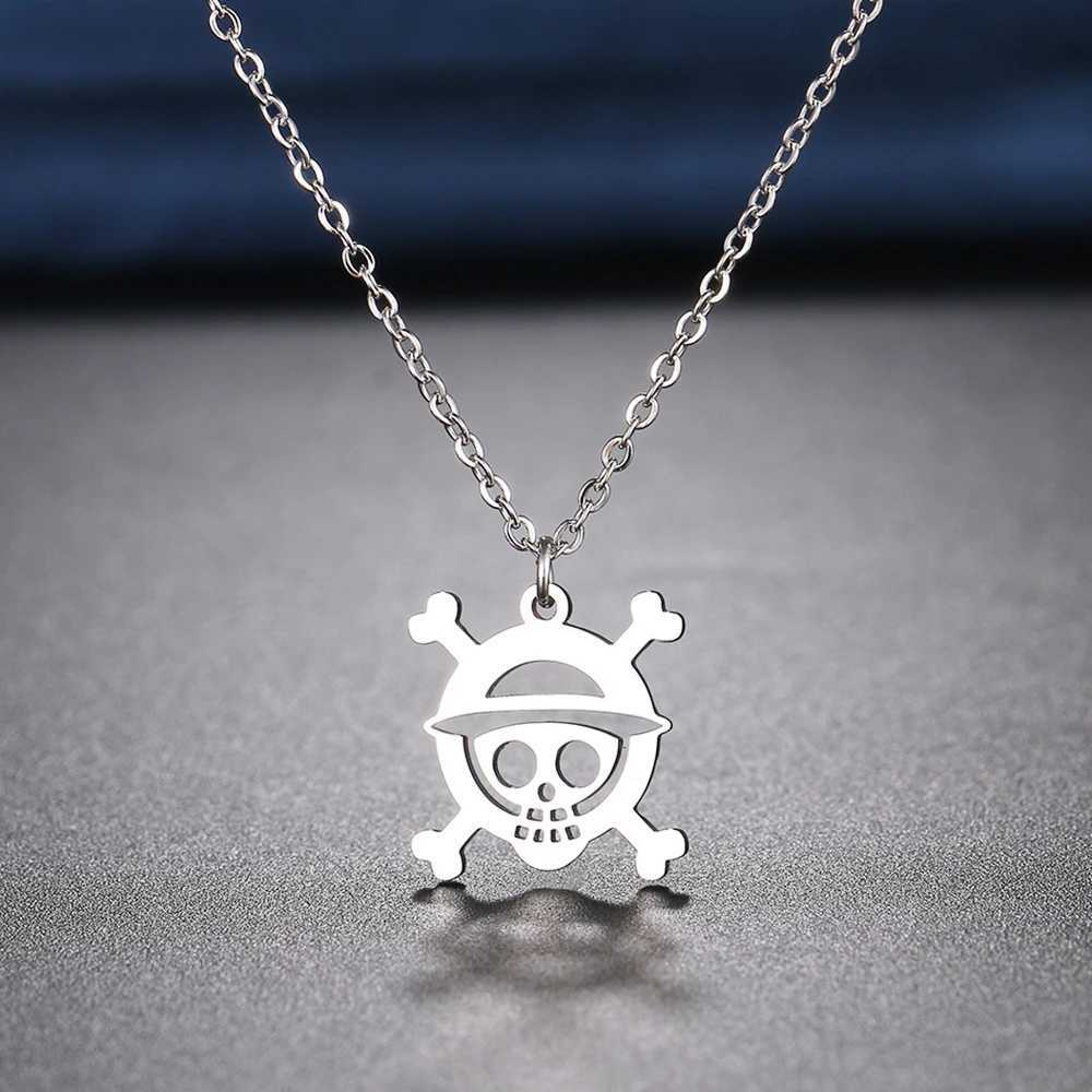 Stainless steel necklace skull pirate pendant chain necklace jewelry fashion necklace womens jewelry one gift W250318