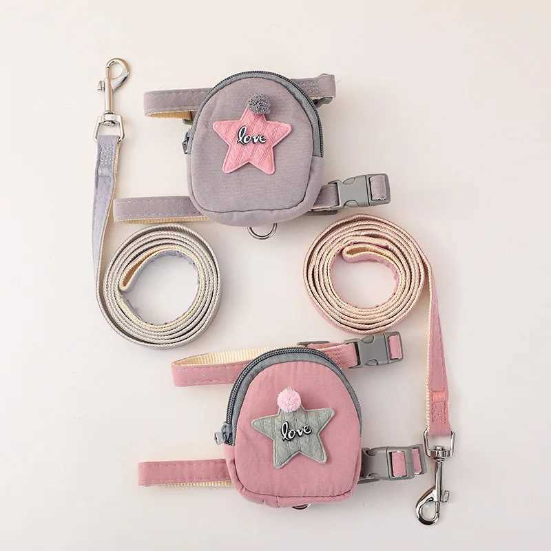 Cute starfish cat dog leash vest chest muscle backpack pet outdoor supplies school backpack pet suppliesT250318