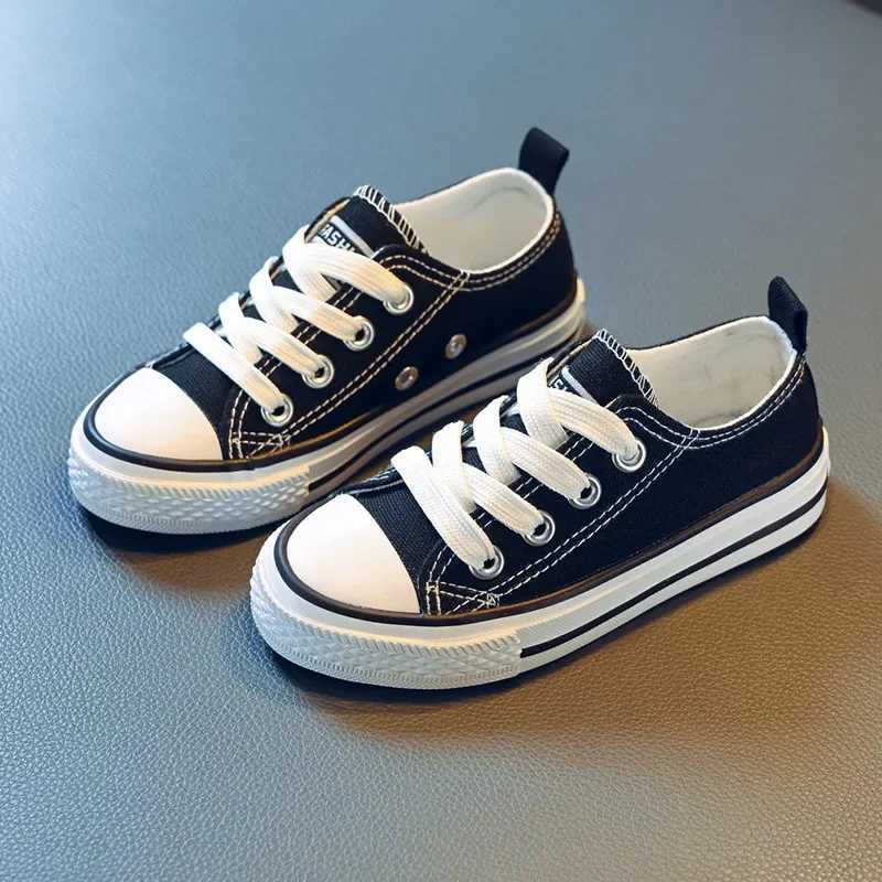Childrens canvas shoes childrens classic lace soles soft and non slip flat shoes lightweight and breathable walking shoes W250318